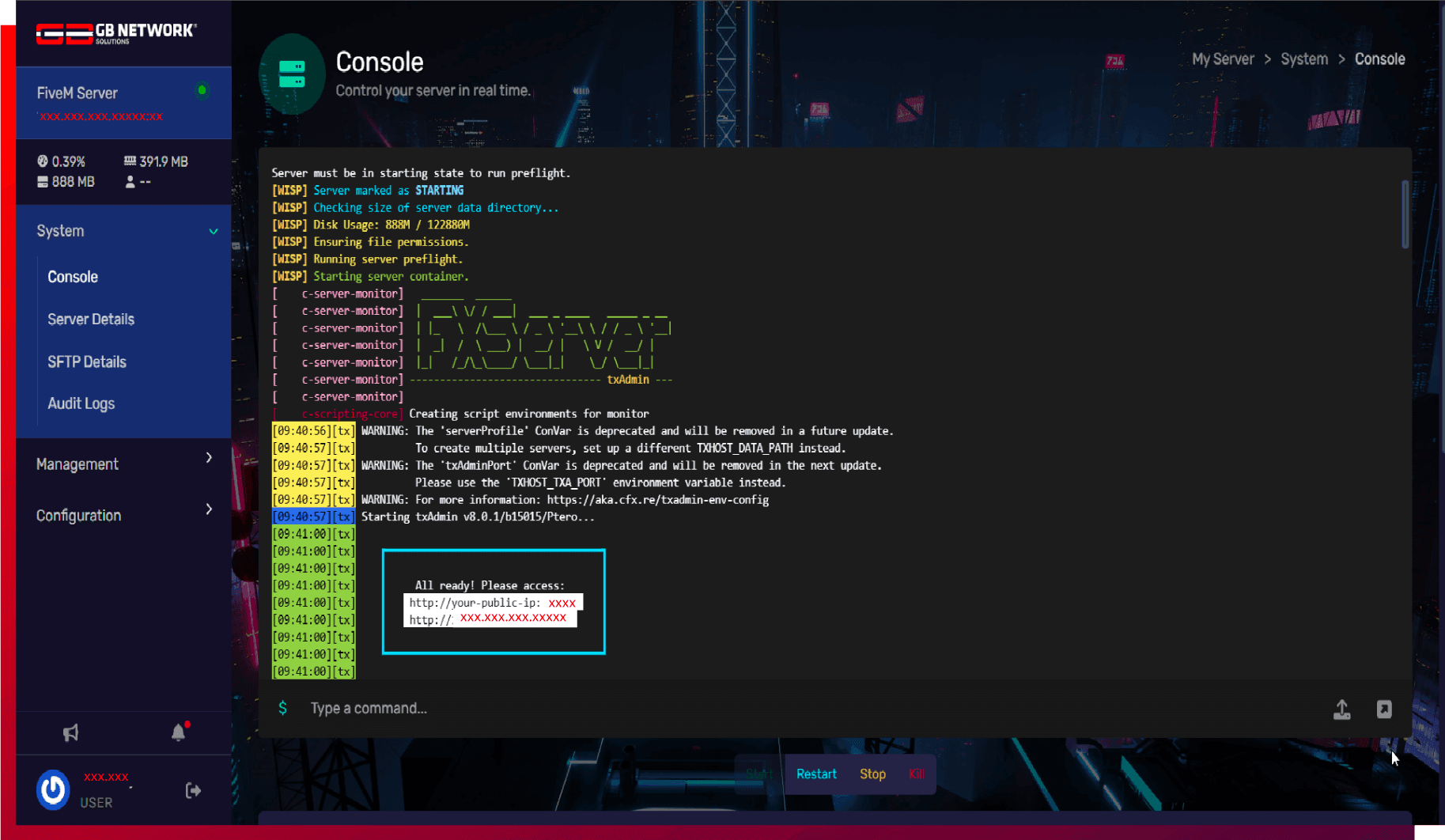 fiveM console